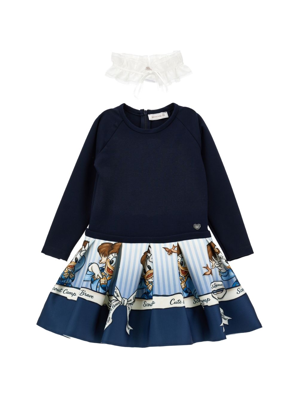 Abito panna/blu per bambina 11H9158625 0156 Monnalisa Kids 