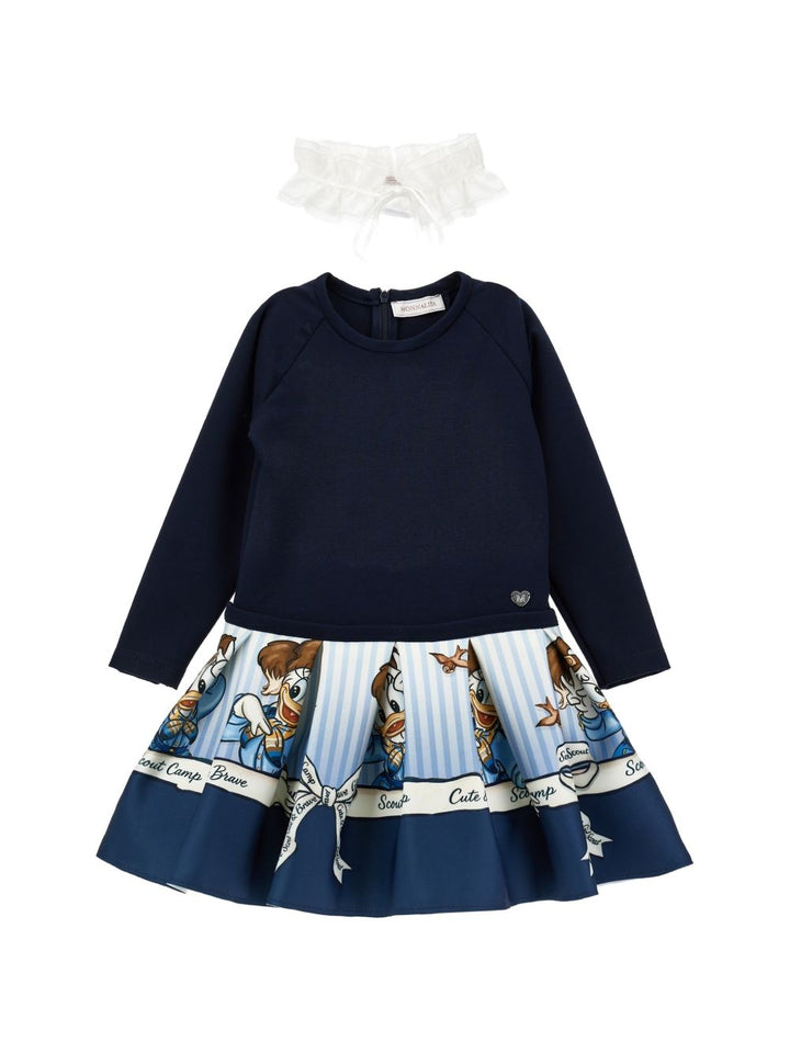 Abito panna/blu per bambina 11H9158625 0156 Monnalisa Kids 