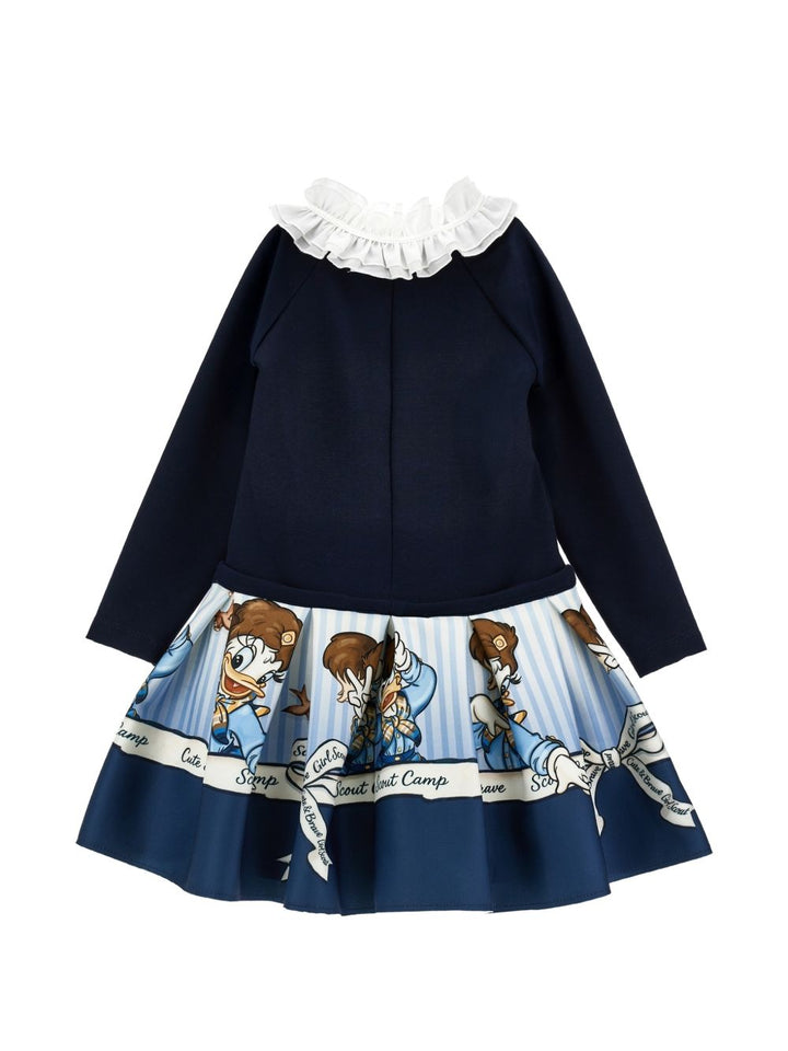 Abito panna/blu per bambina 11H9158625 0156 Monnalisa Kids 