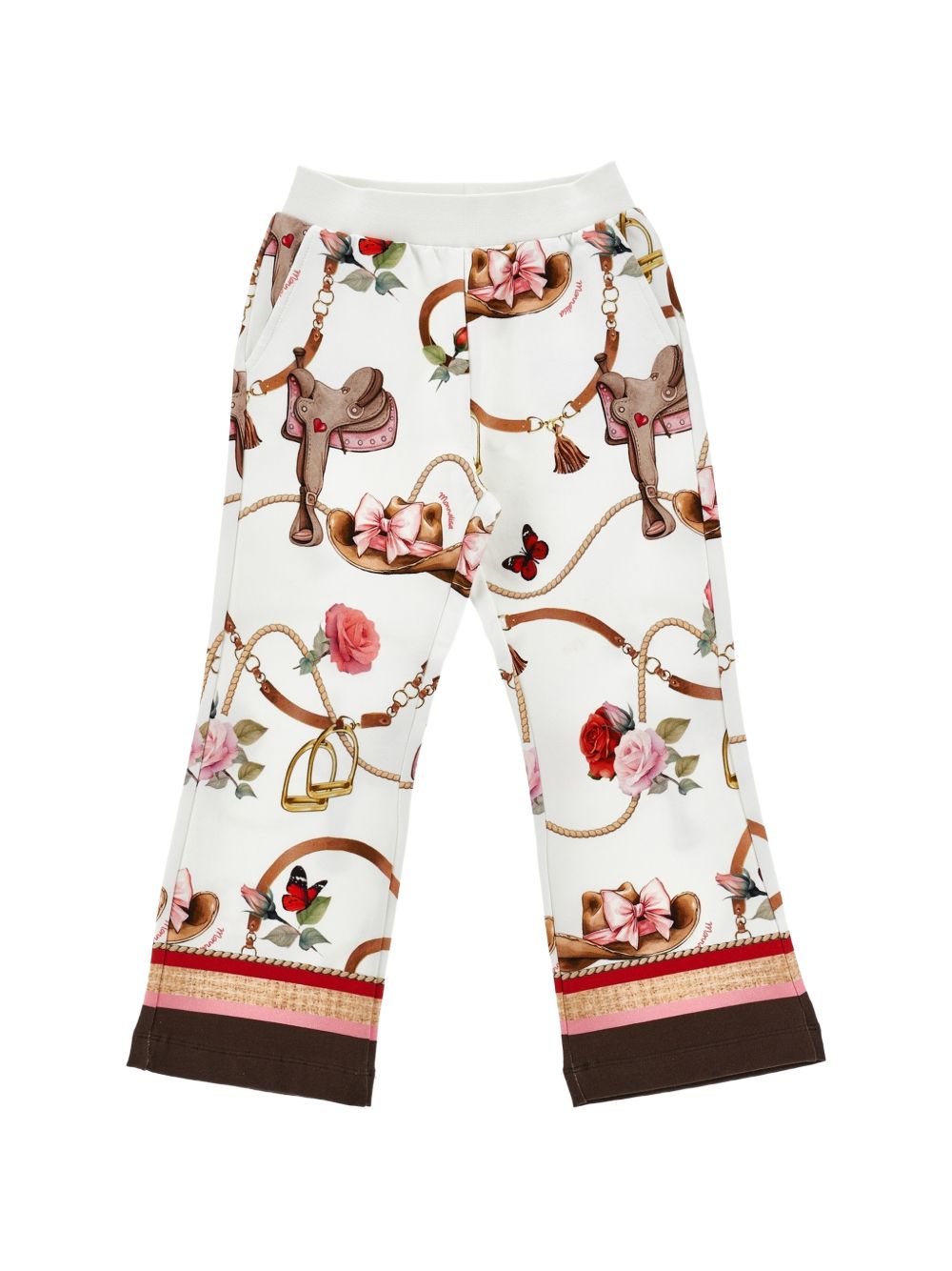 Pantalone bianco/marrone per bambina 19H4018005 029F Monnalisa Kids 