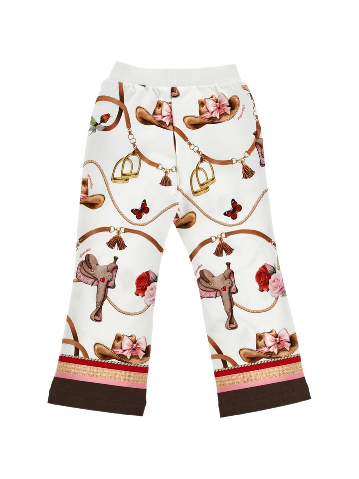 Pantalone bianco/marrone per bambina 19H4018005 029F Monnalisa Kids 