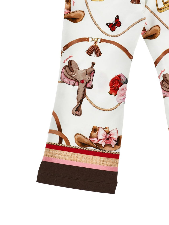 Pantalone bianco/marrone per bambina 19H4018005 029F Monnalisa Kids 