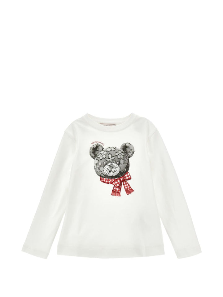 T-shirt bianca per bambina 19H6078015 0132 Monnalisa Kids 