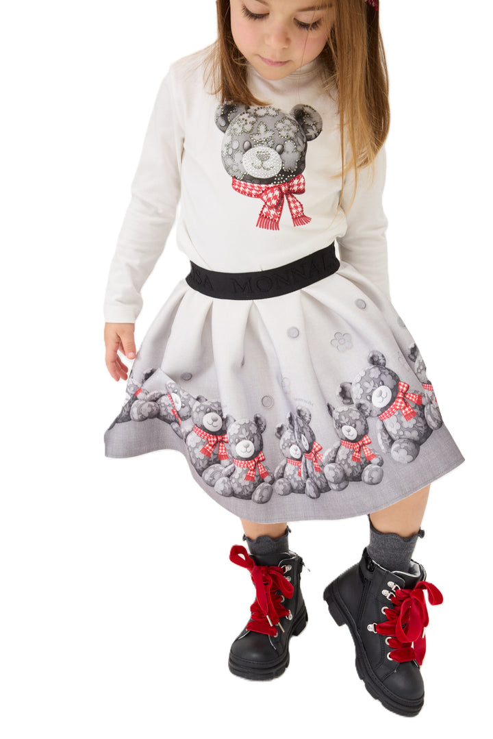 T-shirt bianca per bambina 19H6078015 0132 Monnalisa Kids 