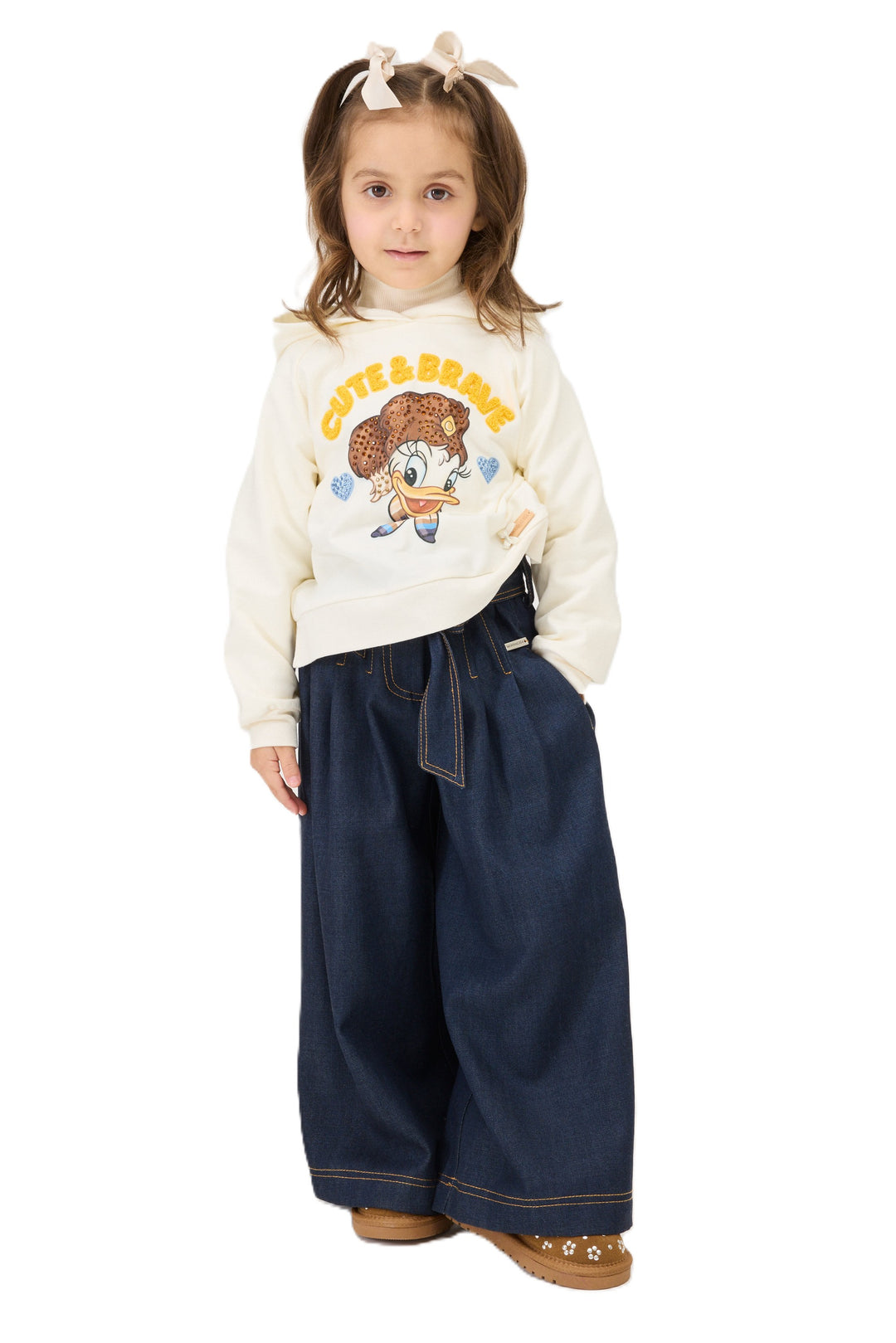Felpa crema per bambina 19H6118030 2956 Monnalisa Kids 
