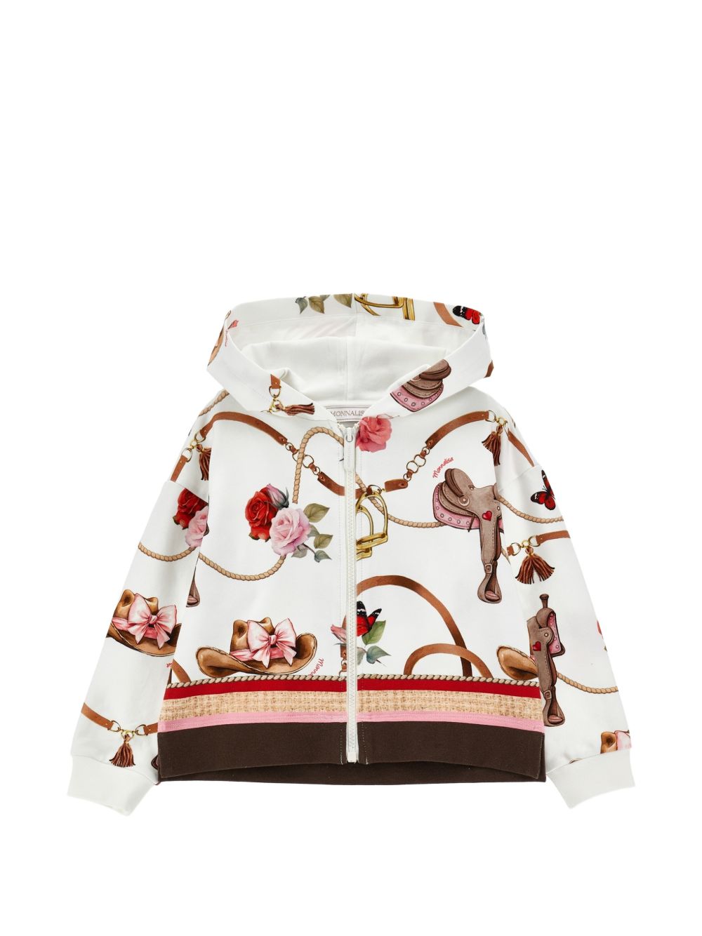 Felpa bianca/marrone per bambina 19H8008005 029F Monnalisa Kids 
