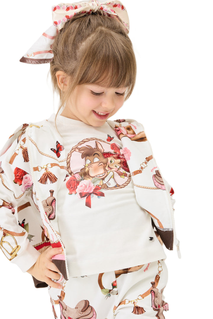 Felpa bianca/marrone per bambina 19H8008005 029F Monnalisa Kids 