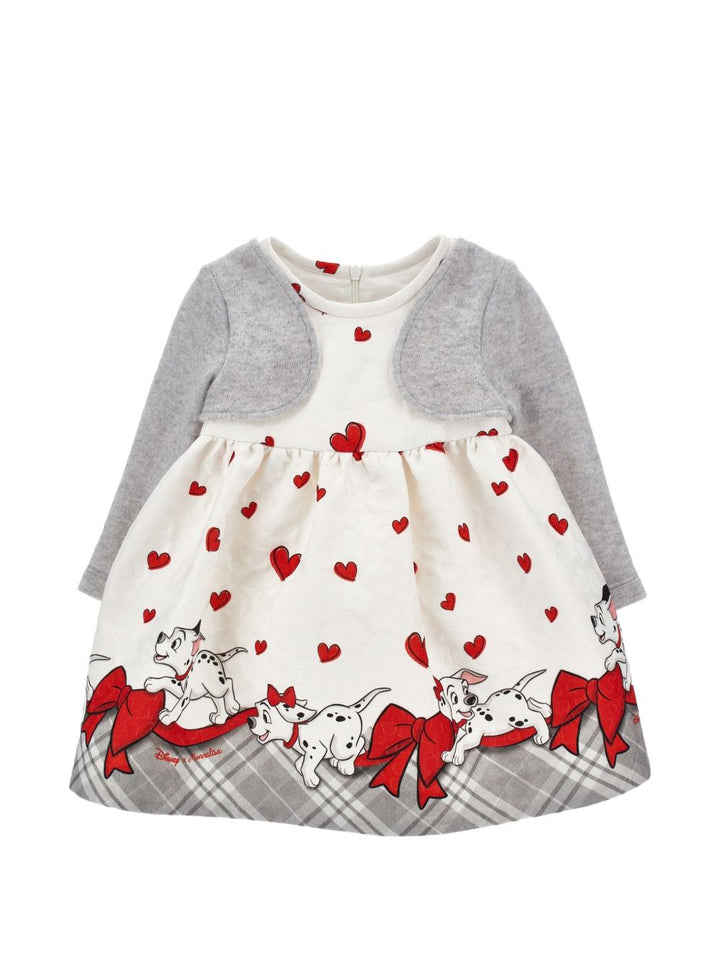 Abito bianco/rosso/grigio per neonata 31H9118665 0143 Monnalisa Kids 