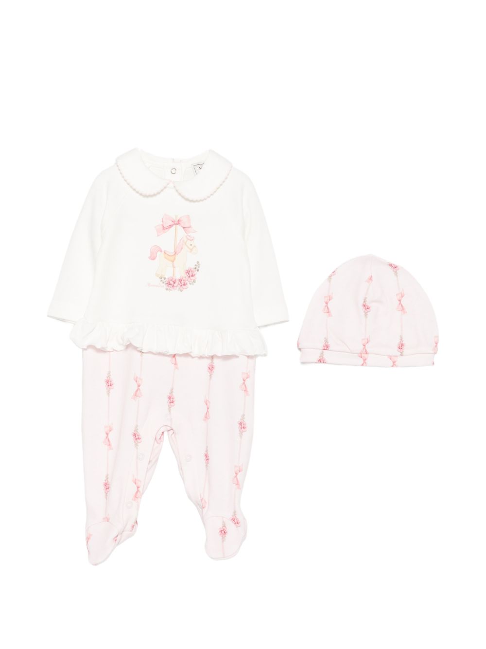 Tutina bianca/rosa per neonata 35H5108000 0191 Monnalisa Kids 