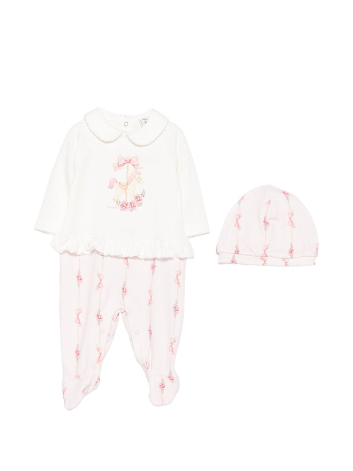 Tutina bianca/rosa per neonata 35H5108000 0191 Monnalisa Kids 