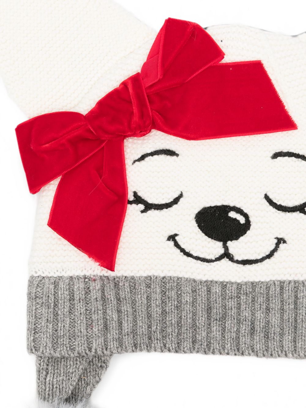 Cappello crema/grigio/rosso per bambina 39H0068060 0132 Monnalisa Kids 