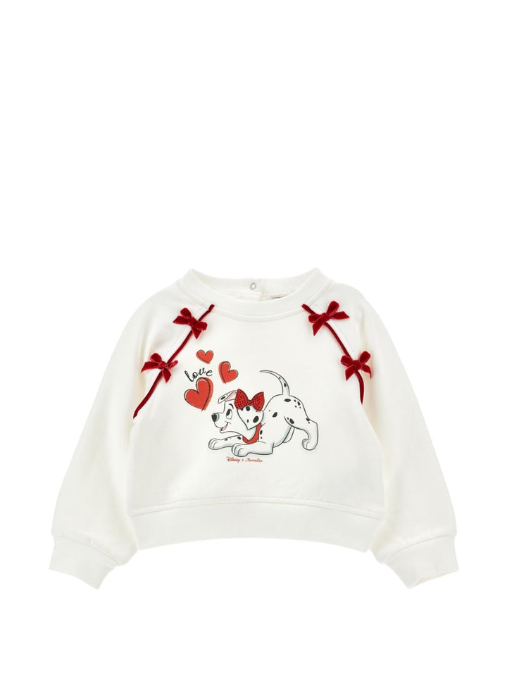Felpa bianca/rossa per neonata 39H6158030 0143 Monnalisa Kids 