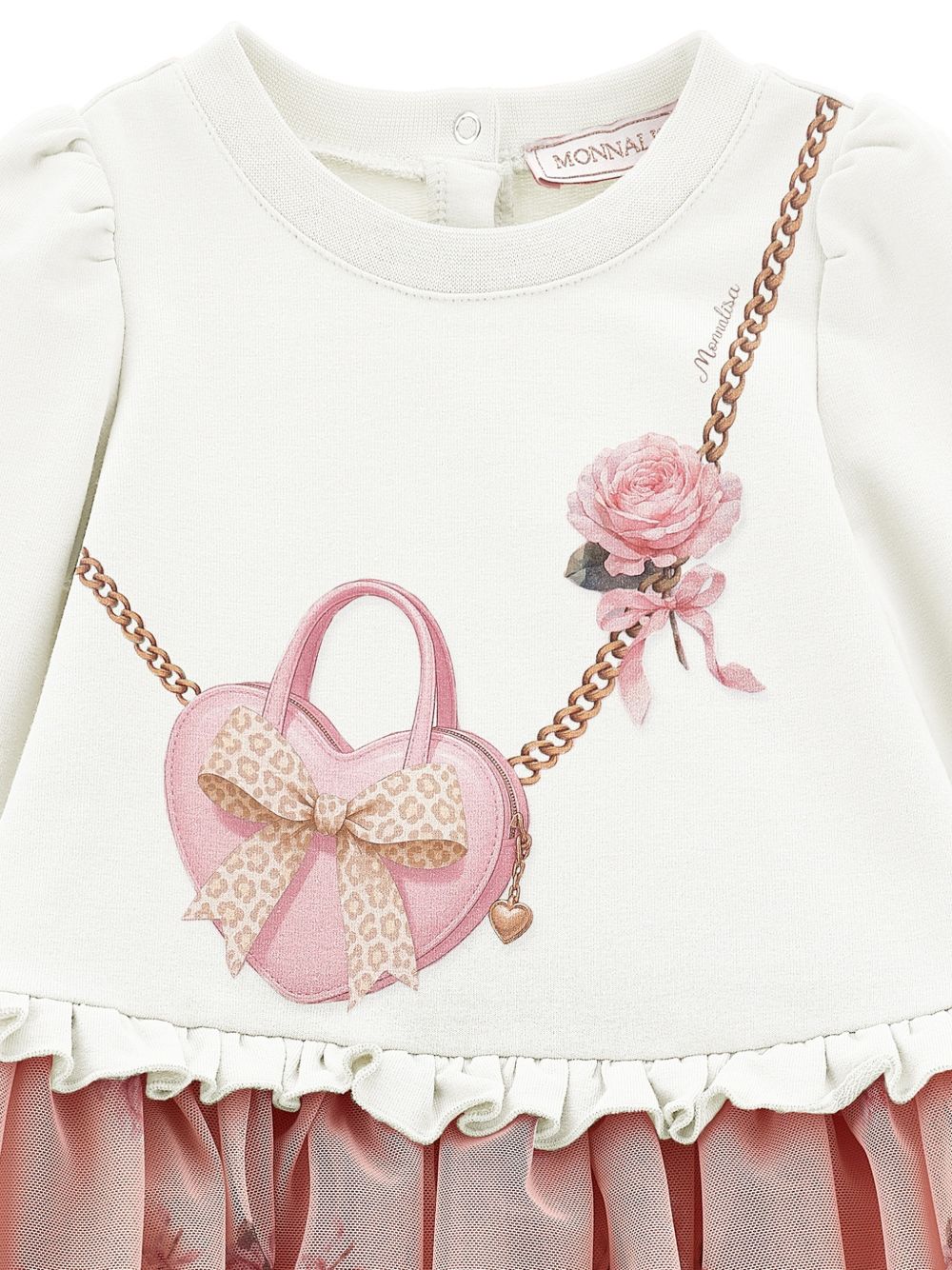 Abito panna/rosa per neonata 39H9018006 0001 Monnalisa Kids 
