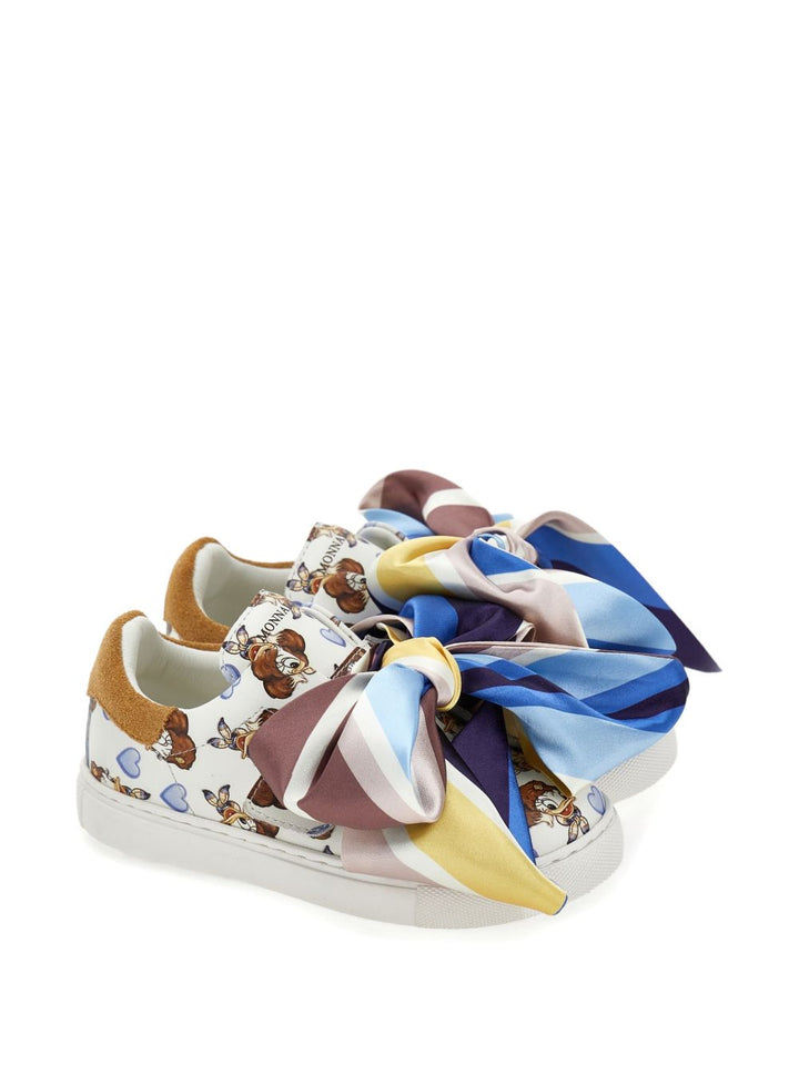 Sneakers bianche/marroni per bambina 8CH0148771 0156 Monnalisa Kids 