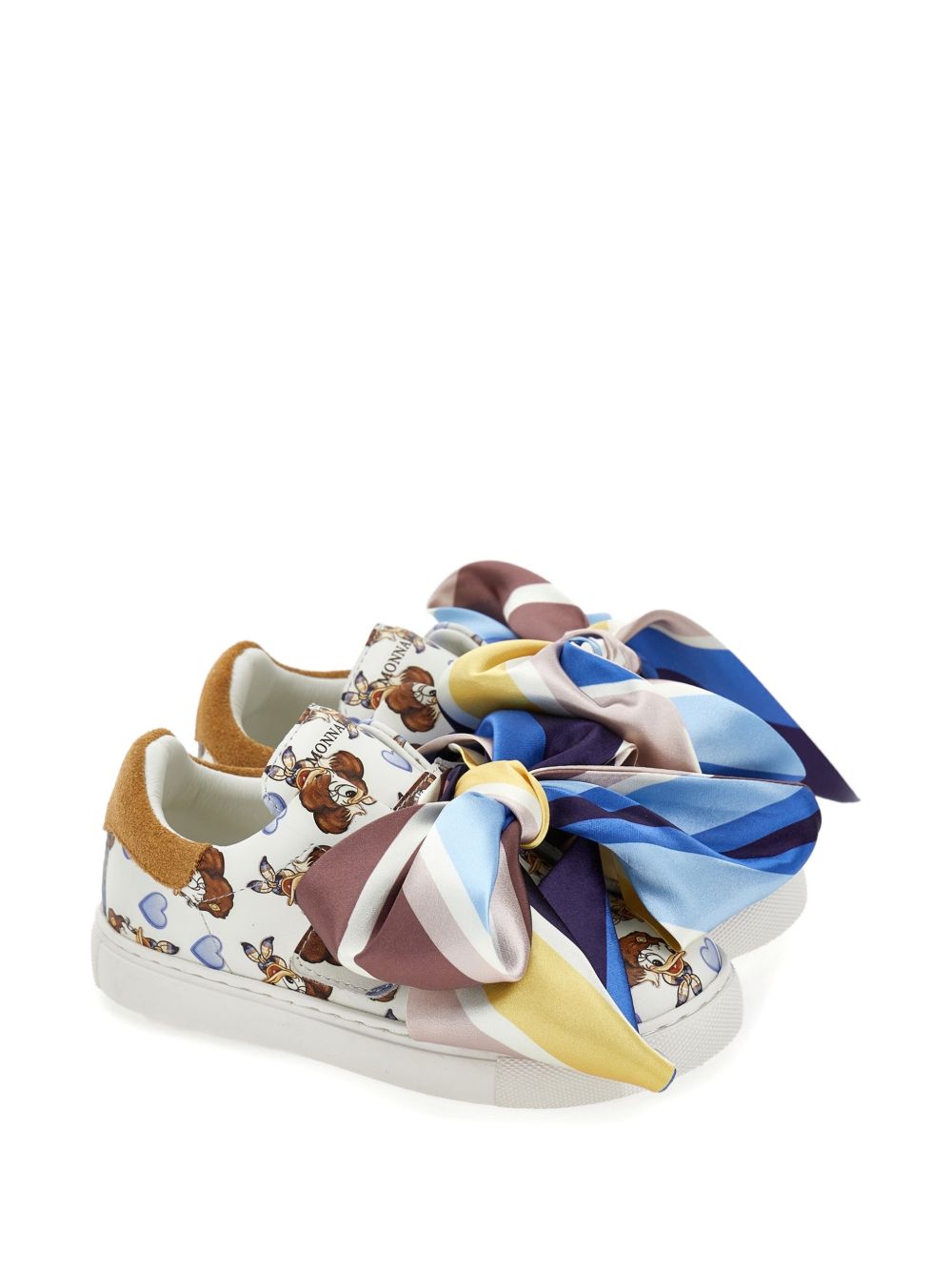 Sneakers bianche/marroni per bambina 8CH0148771 0156 Monnalisa Kids 