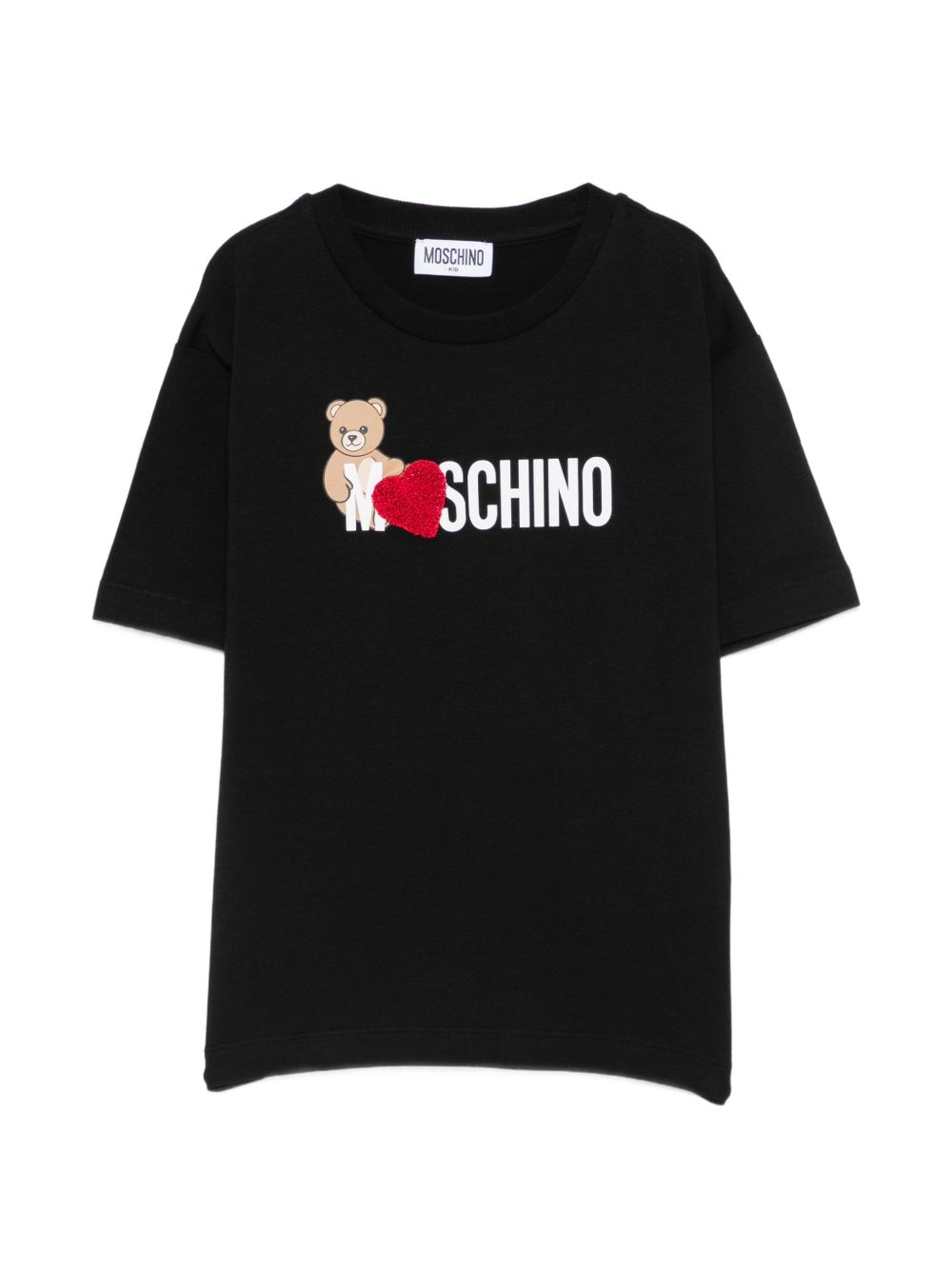T-shirt nero per bambino H1M060LBA11 60100 Moschino Kids 