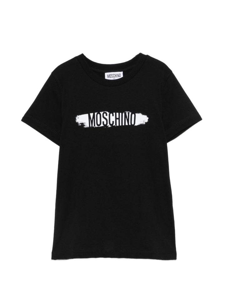 T-shirt nero per bambino H8M058LAA10 60100 Moschino Kids 