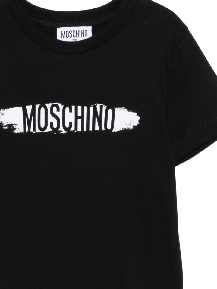T-shirt nero per bambino H8M058LAA10 60100 Moschino Kids 