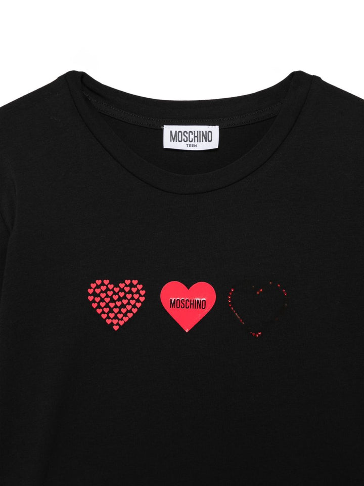 T-shirt nera per bambina HAO010LBA42 60100 Moschino Kids 