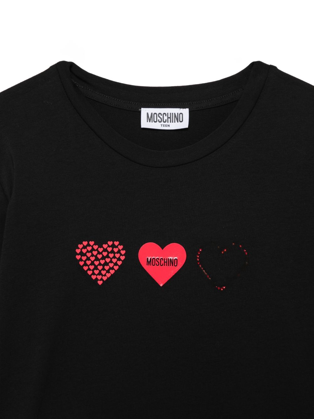 T-shirt nera per bambina HAO010LBA42 60100 Moschino Kids 