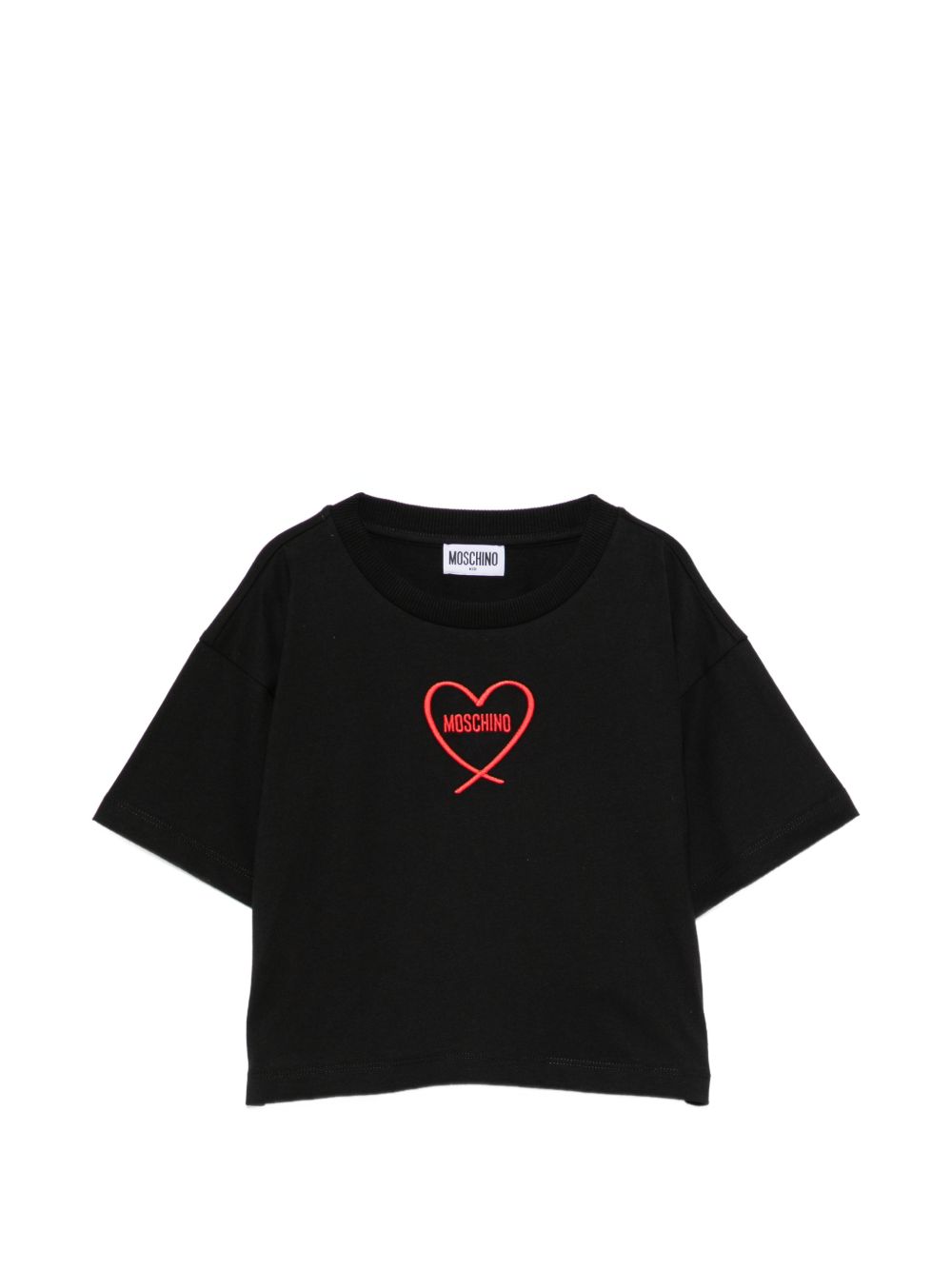T-shirt nera per bambina HDM078LAA10 60100 Moschino Kids 
