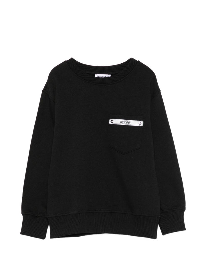 Felpa nera per bambino HMF09PLCA92 60100 Moschino Kids 