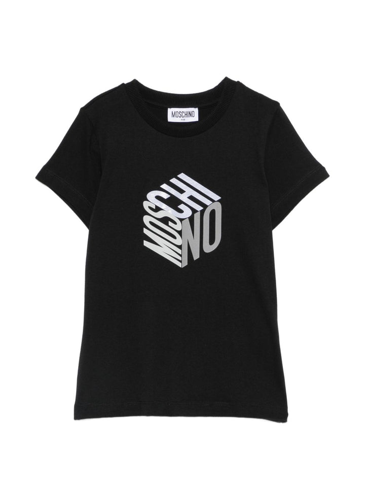 T-shirt nero per bambino HMM05VLAA57 60100 Moschino Kids 