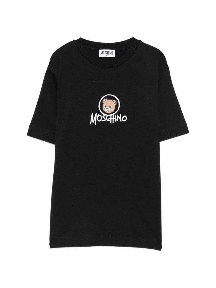 T-shirt maxi nera per bambino HMM05WLAA34 60100 Moschino Kids 