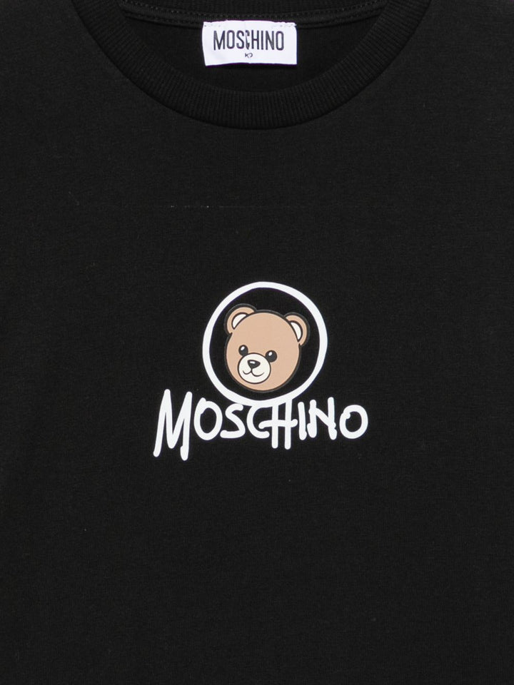T-shirt maxi nera per bambino HMM05WLAA34 60100 Moschino Kids 