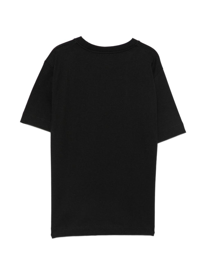 T-shirt maxi nera per bambino HMM05WLAA34 60100 Moschino Kids 