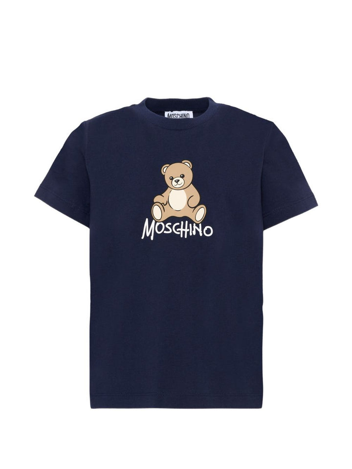 T-shirt blu navy per bambino HNM05VLAA10 40016 Moschino Kids 