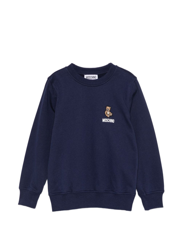 Felpa blu navy per bambino HUF0A9LCA40 40016 Moschino Kids 