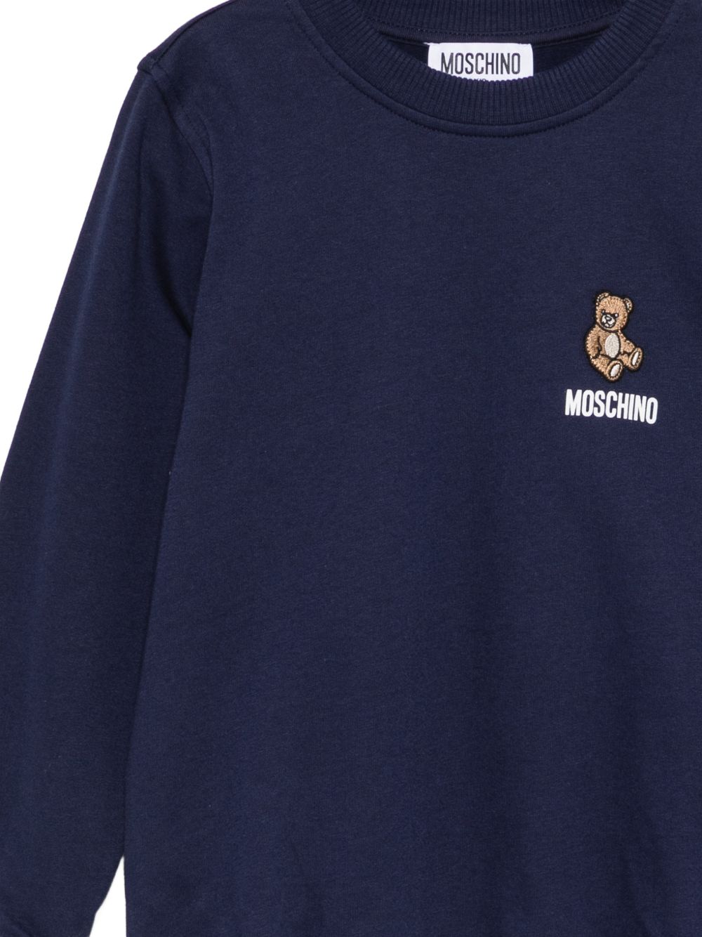 Felpa blu navy per bambino HUF0A9LCA40 40016 Moschino Kids 