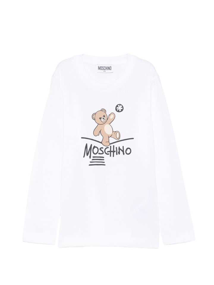 T-shirt bianca per bambino HZO00JLAA20 10101 Moschino Kids 