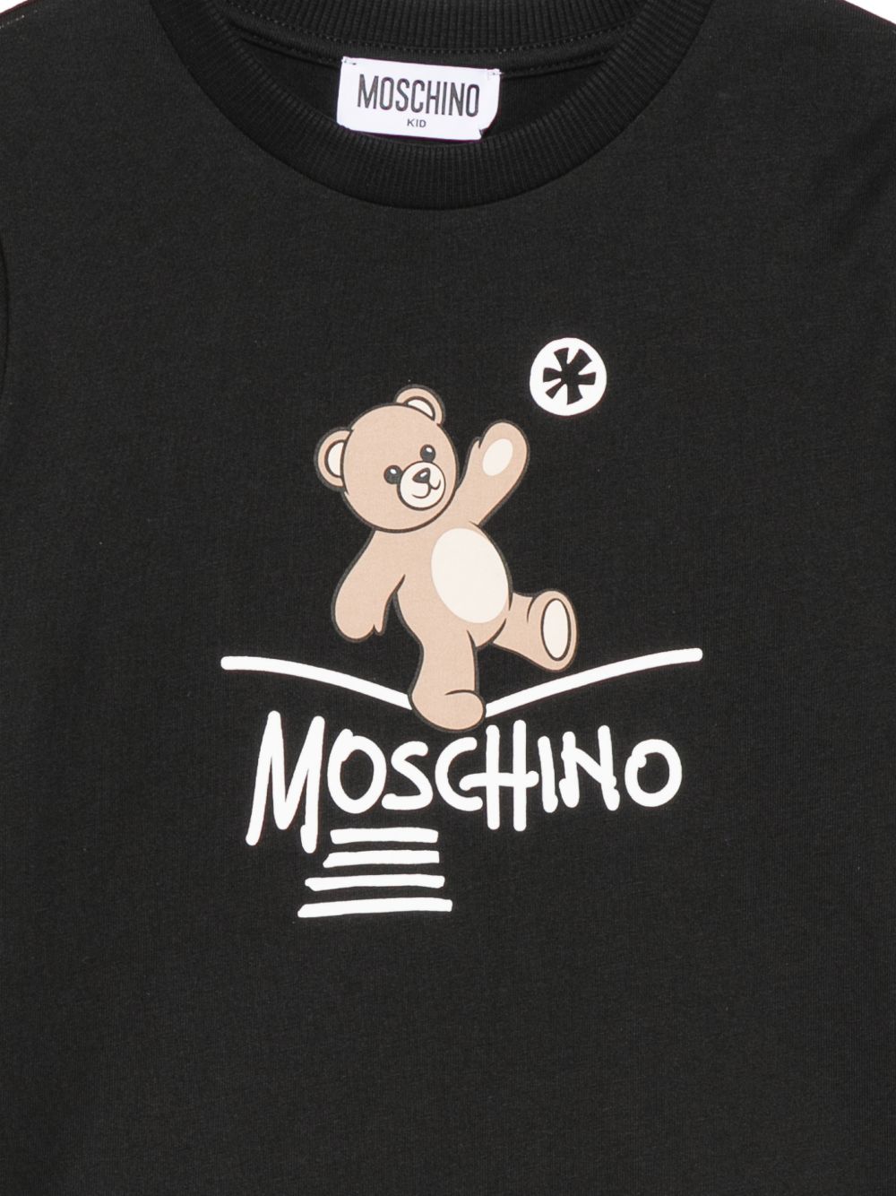 T-shirt nera per bambino HZO00JLAA20 60100 Moschino Kids 