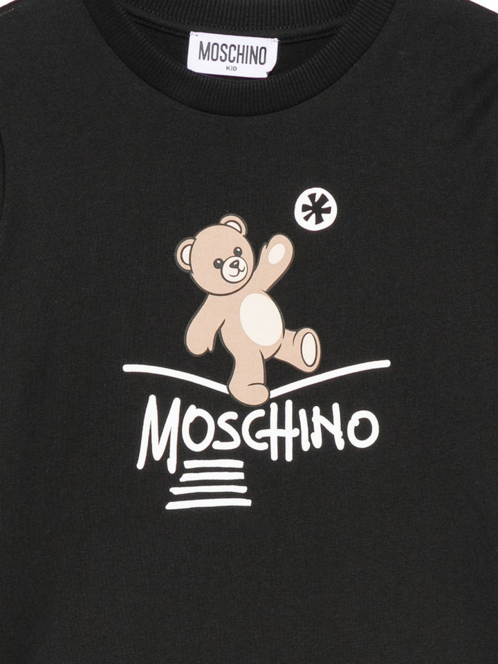 T-shirt nera per bambino HZO00JLAA20 60100 Moschino Kids 