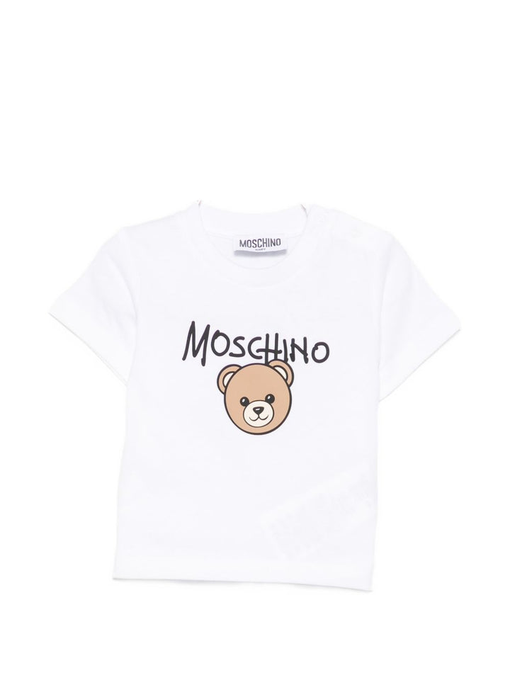 T-shirt bianco per neonato M6M047LAA34 10101 Moschino Kids 