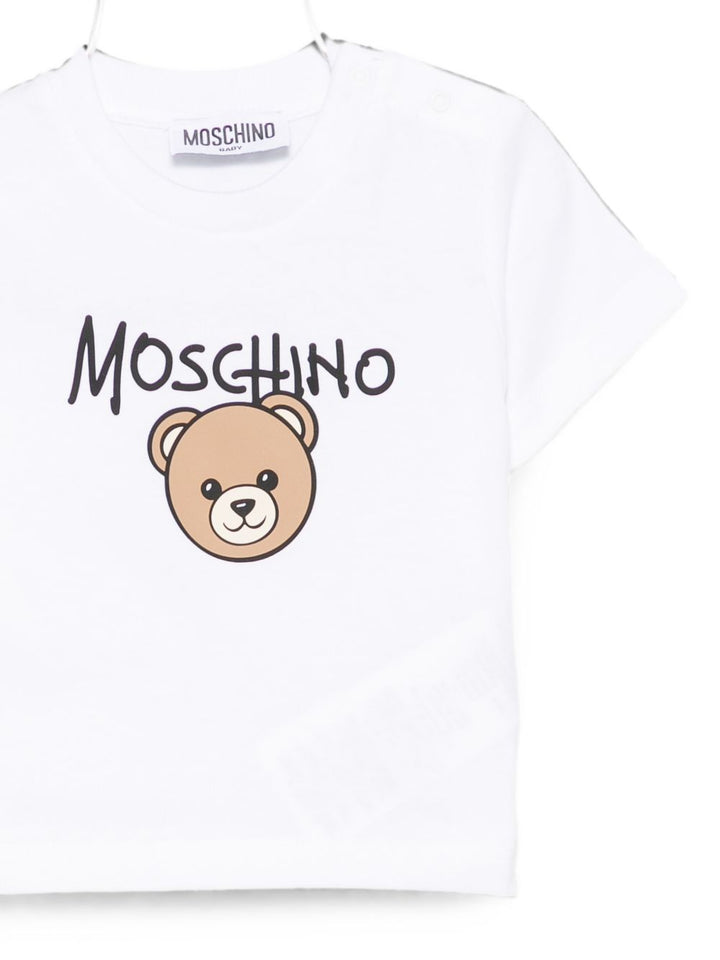 T-shirt bianco per neonato M6M047LAA34 10101 Moschino Kids 