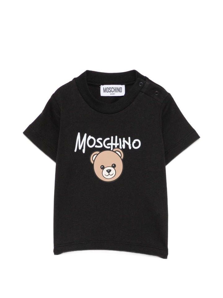 T-shirt nero per neonato M6M047LAA34 60100 Moschino Kids 