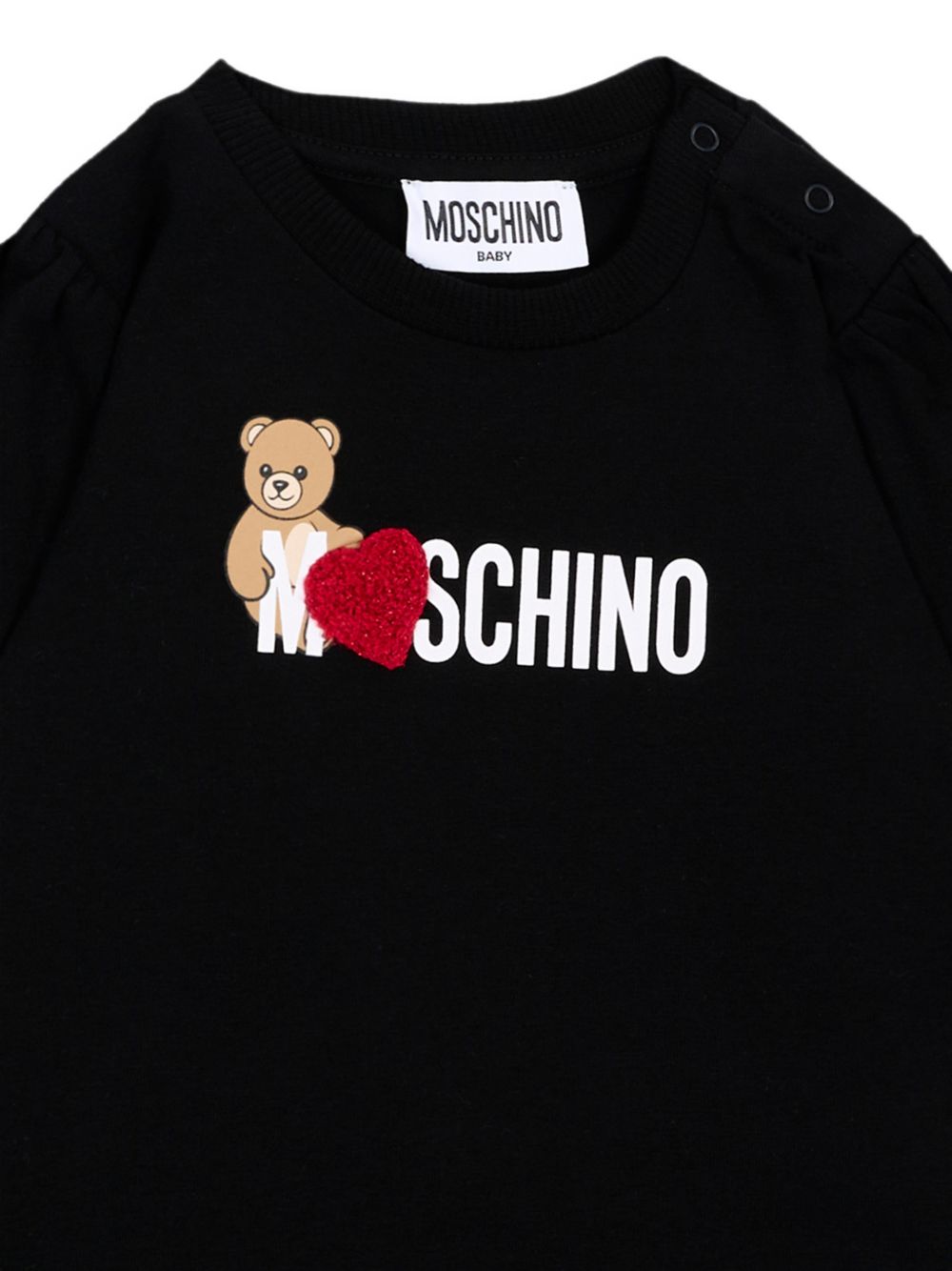 T-shirt nera per neonata MAO00VLBA11 60100 Moschino Kids 