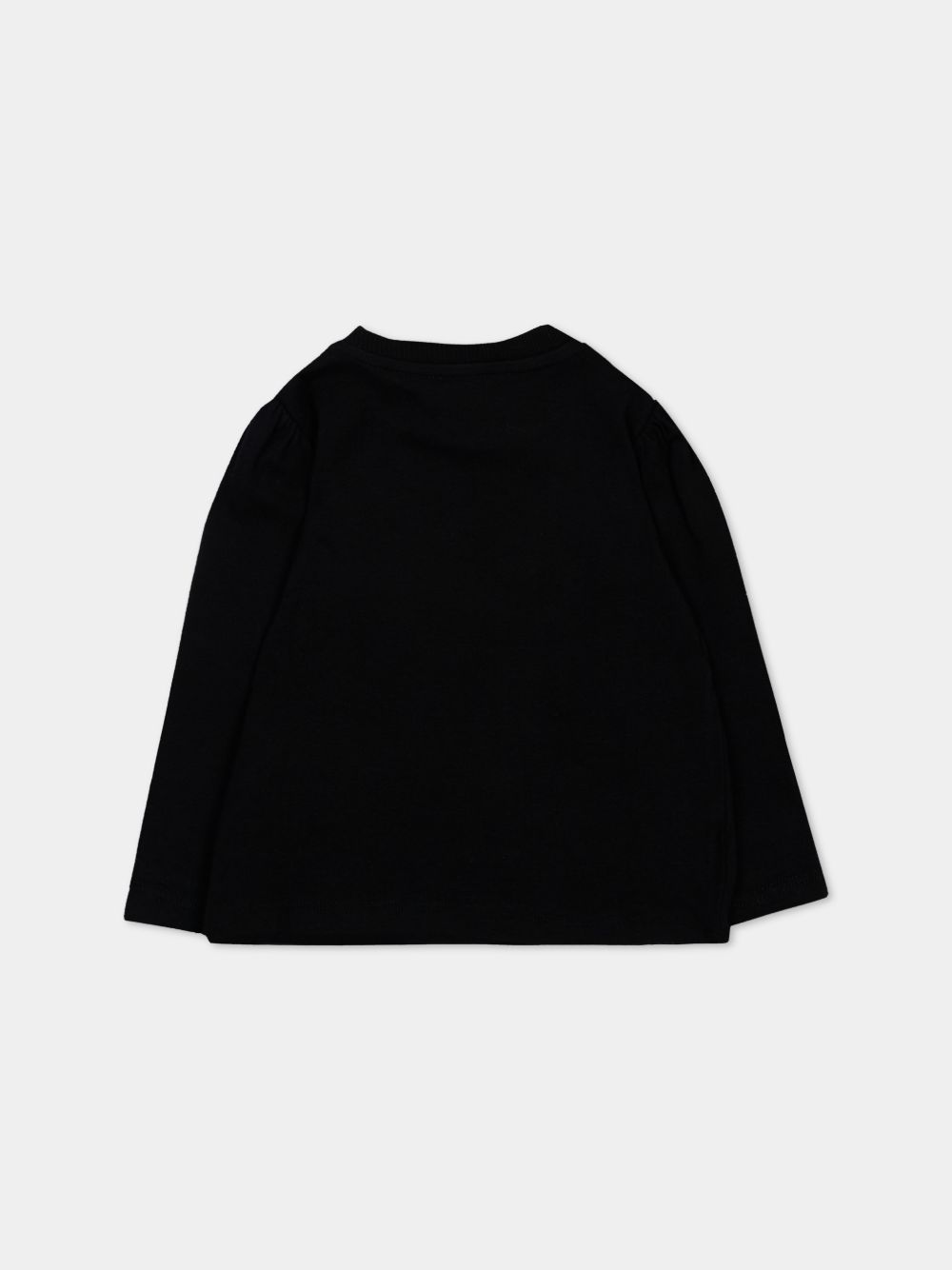 T-shirt nera per neonata MAO00VLBA11 60100 Moschino Kids 