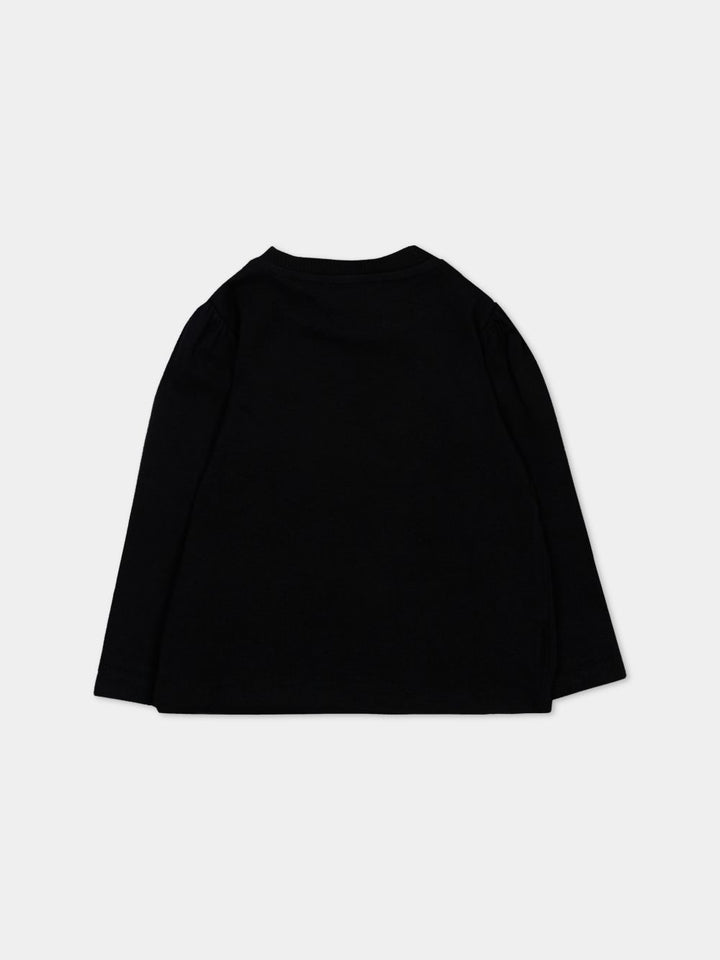 T-shirt nera per neonata MAO00VLBA11 60100 Moschino Kids 