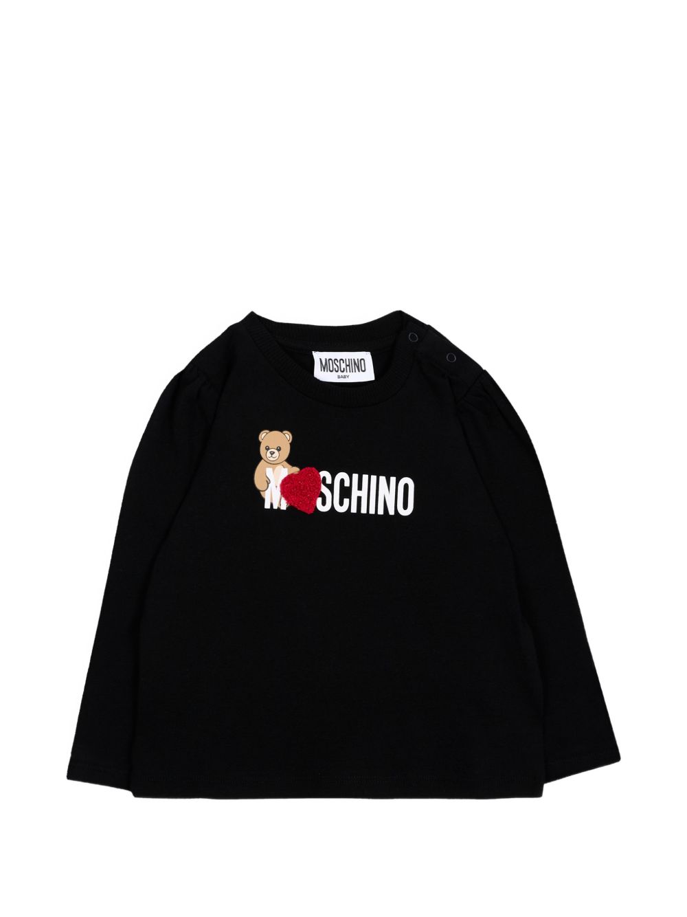 T-shirt nera per neonata MAO00VLBA11 60100 Moschino Kids 