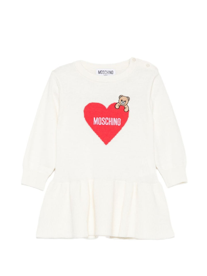 Abito bianco per neonata MAV0CTLHE66 10063 Moschino Kids 