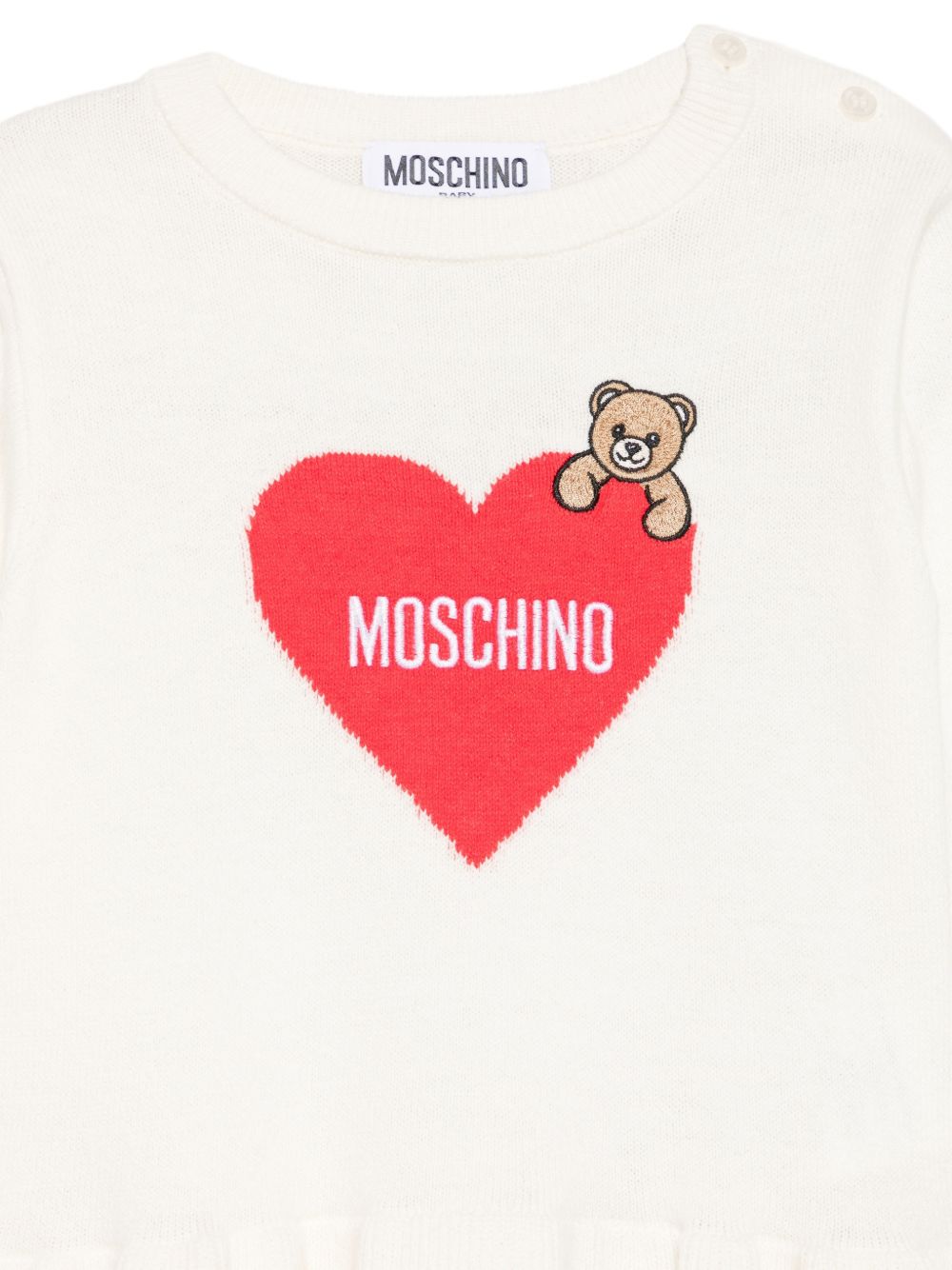 Abito bianco per neonata MAV0CTLHE66 10063 Moschino Kids 