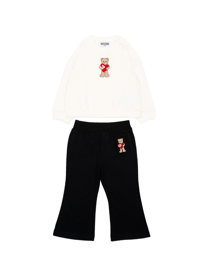 Completo sportivo bianco/nero per neonata MDK03GLDA63 83933 Moschino Kids 