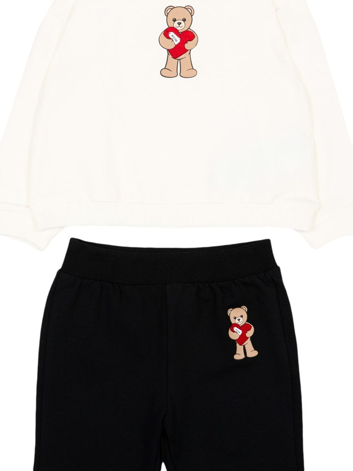 Completo sportivo bianco/nero per neonata MDK03GLDA63 83933 Moschino Kids 