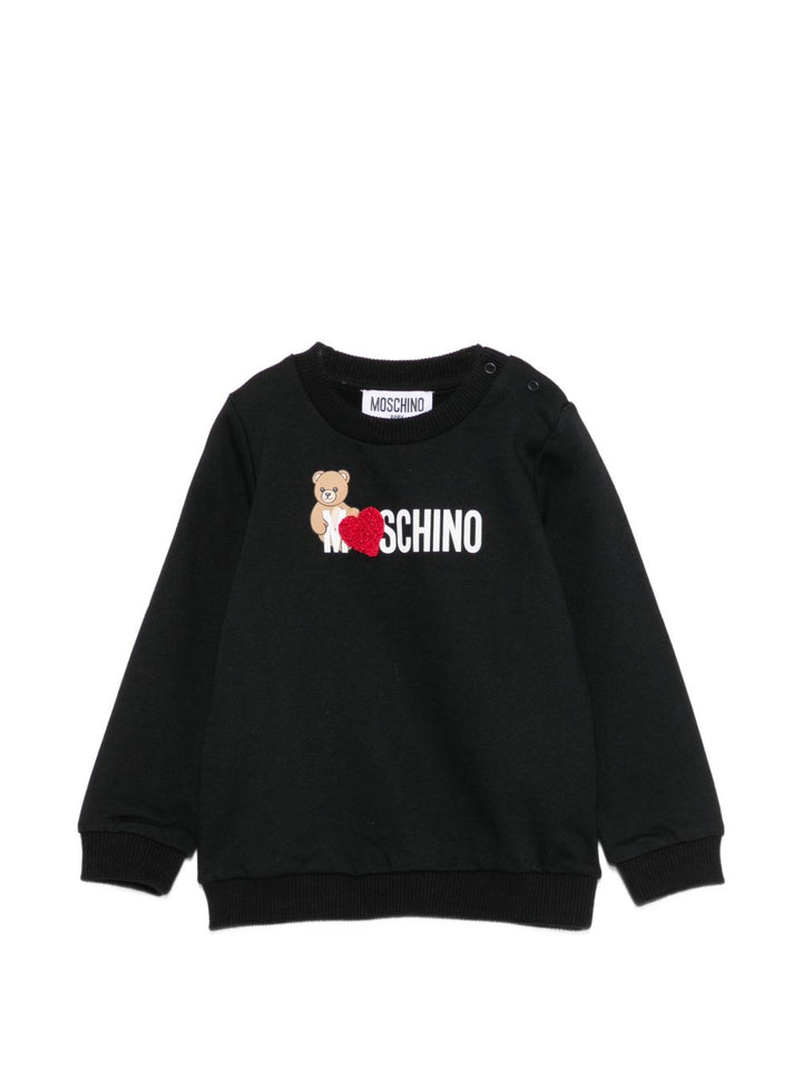 Felpa nera per neonato MHF02KLCA40 60100 Moschino Kids 