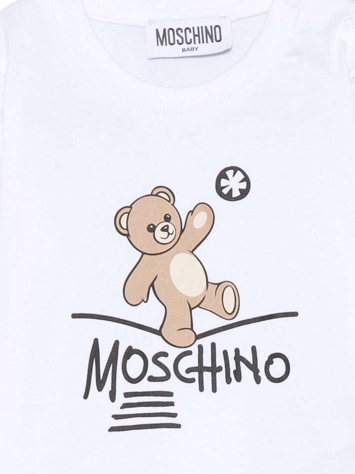 T-shirt bianco per neonato MOO014LAA20 10101 Moschino Kids 