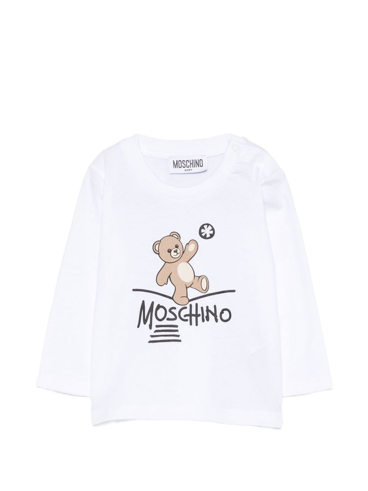 T-shirt bianco per neonato MOO014LAA20 10101 Moschino Kids 